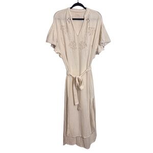 Sissel Edelbo One Size Cream Maxi Dress Boho Cottagecore Floral Embroidered